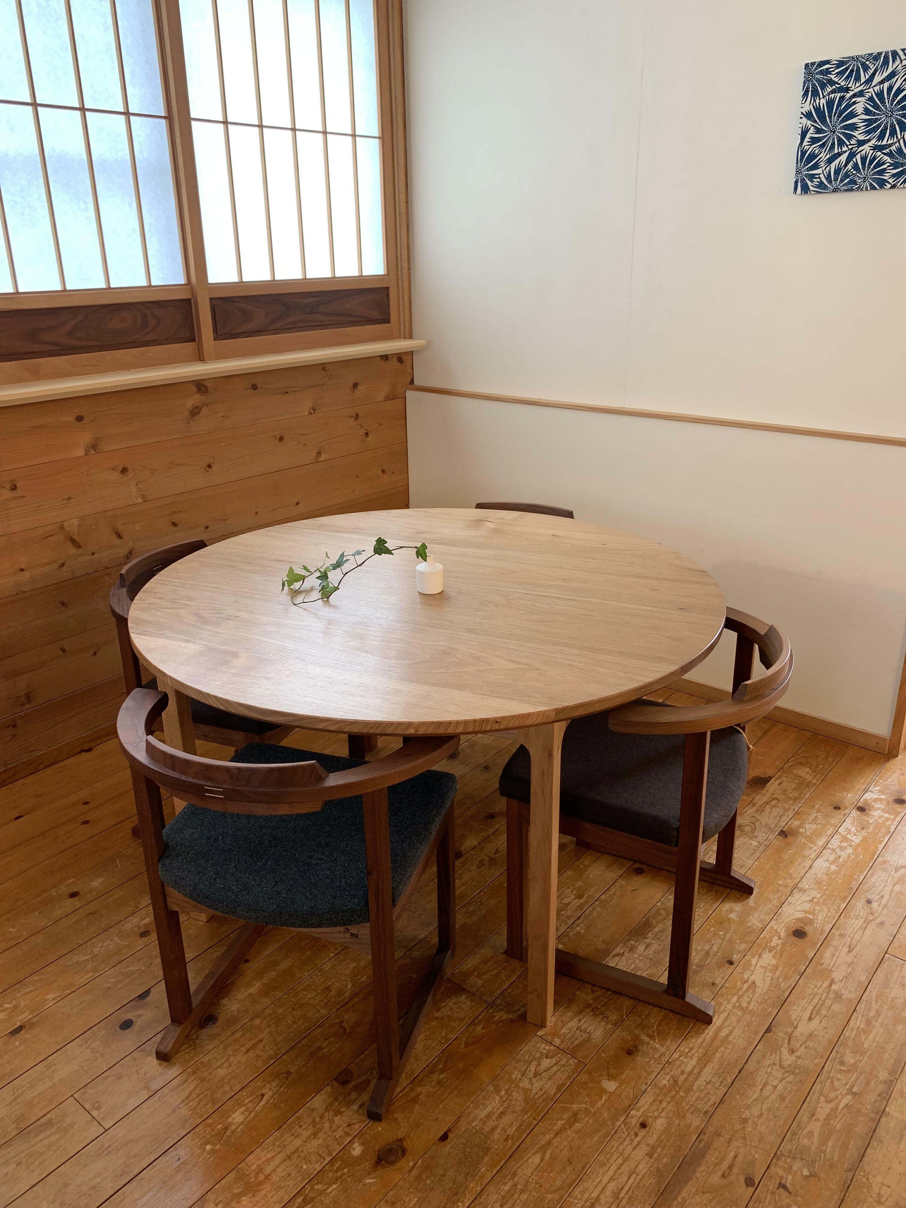 くるみ丸テーブル120Φ（展示中）千葉の注文家具 オーダー家具 手作り家具 家具指物 大谷家具製作所